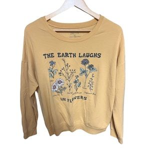 Zoe + liv size medium yellow long sleeve sweatshirt, flower design
